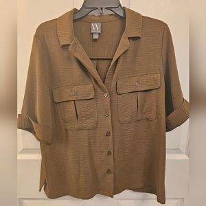 Worthington Short Sleeve Button-Down Shirt- Size Large